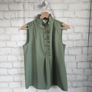 J. CREW Green Button Front Blouse